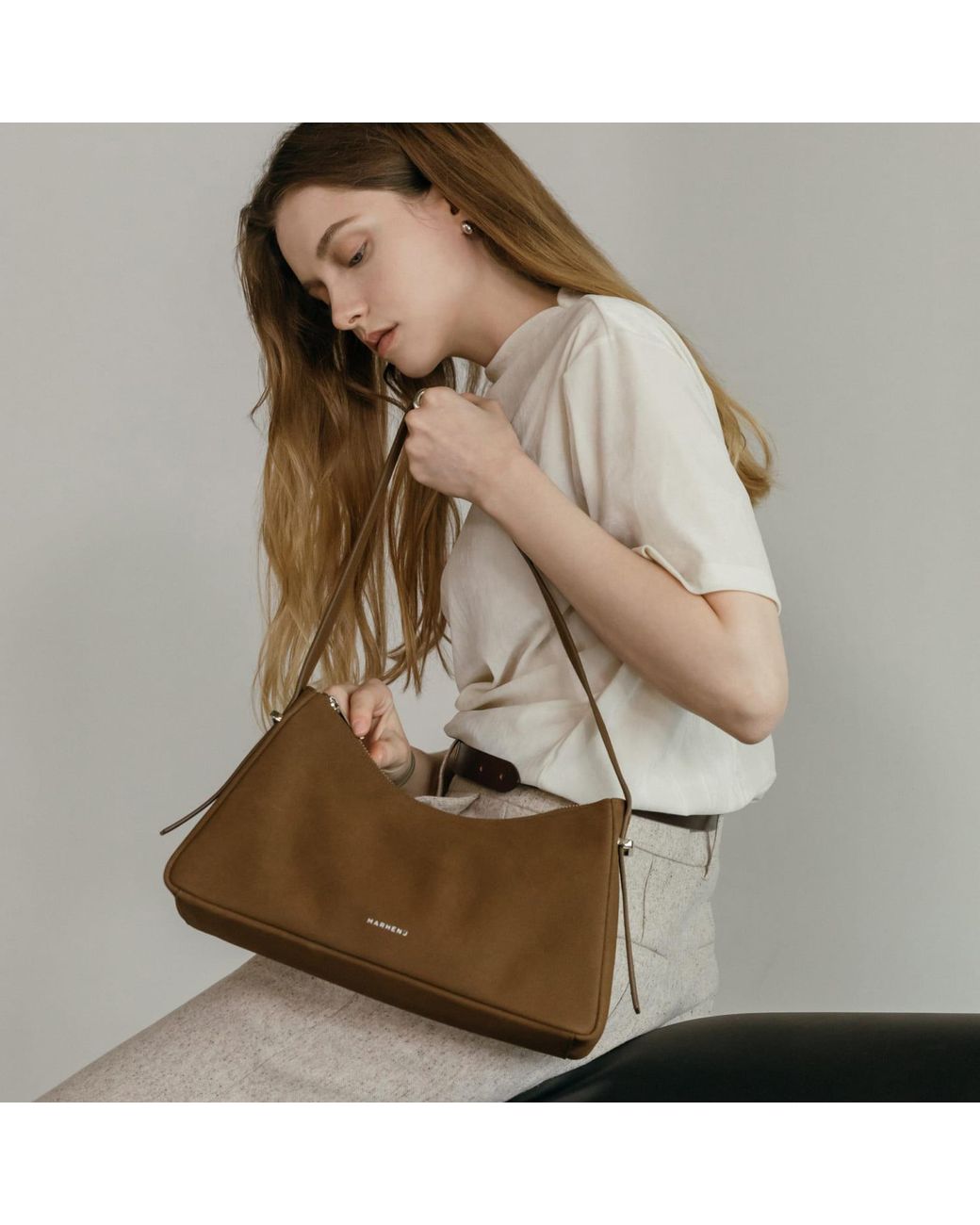 MARHEN.J Brown Solene Vegan Swede Shoulder Bag