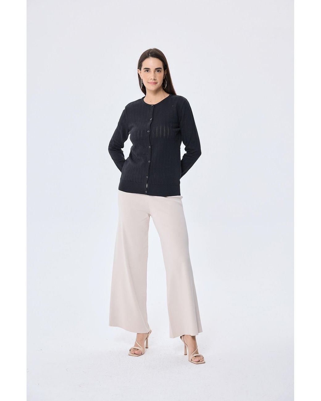 Peraluna Blue Celine Openwork Knit Cardigan