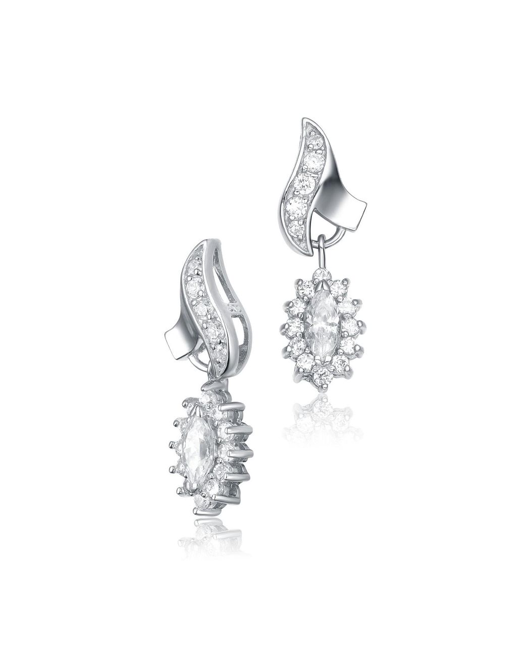Genevive Jewelry Metallic Sterling Cubic Zirconia Flame Earrings