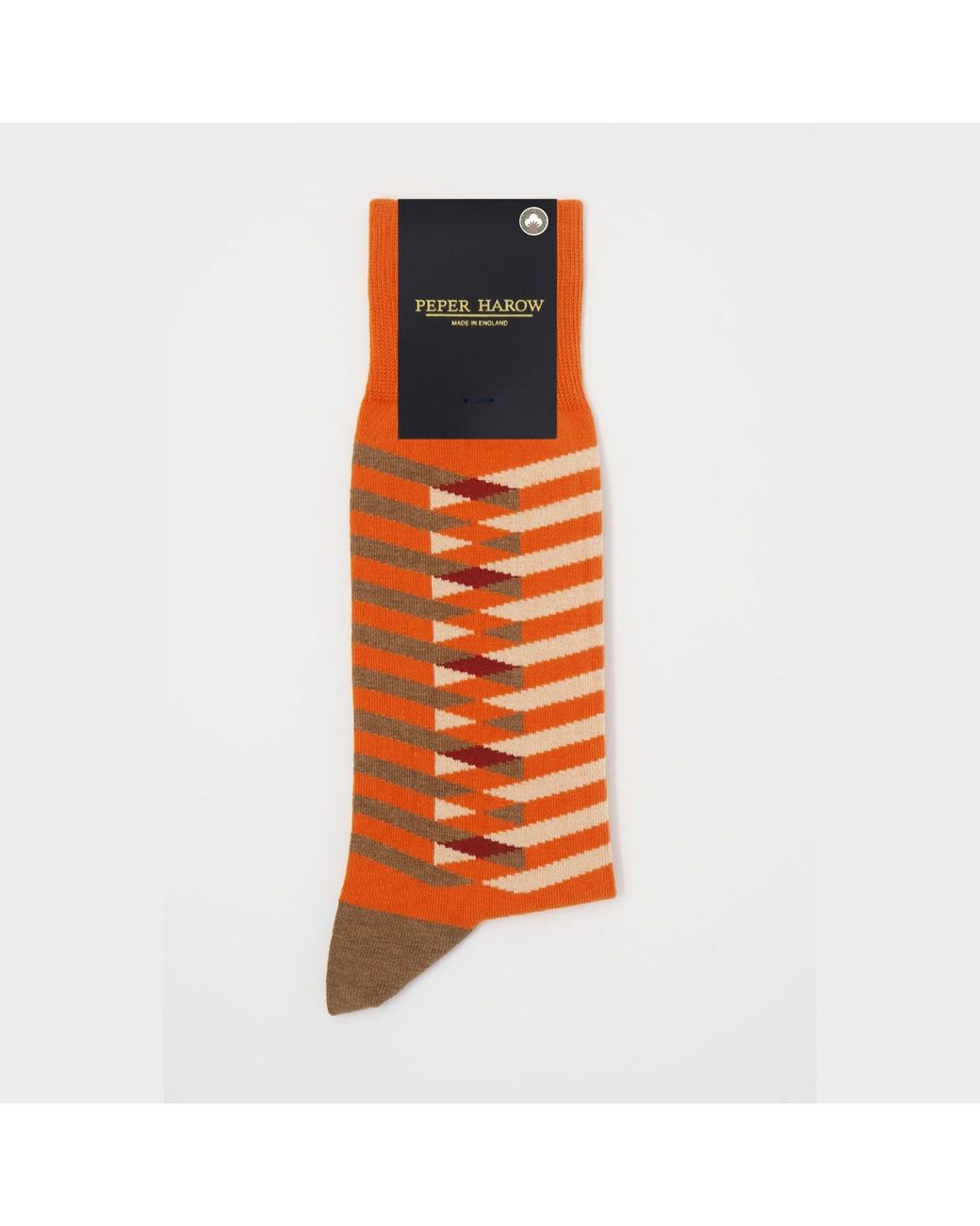 Peper Harow - Made in England Orange Symmetry Organic Socks for men