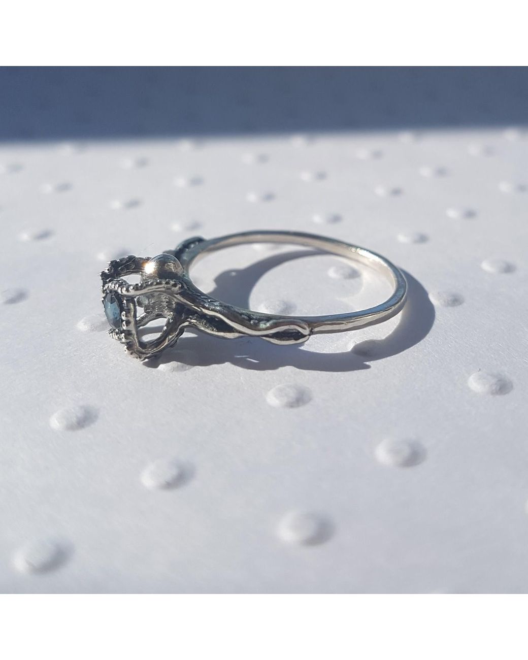 Lee Renee Black Octopus Blue Topaz Ring Silver