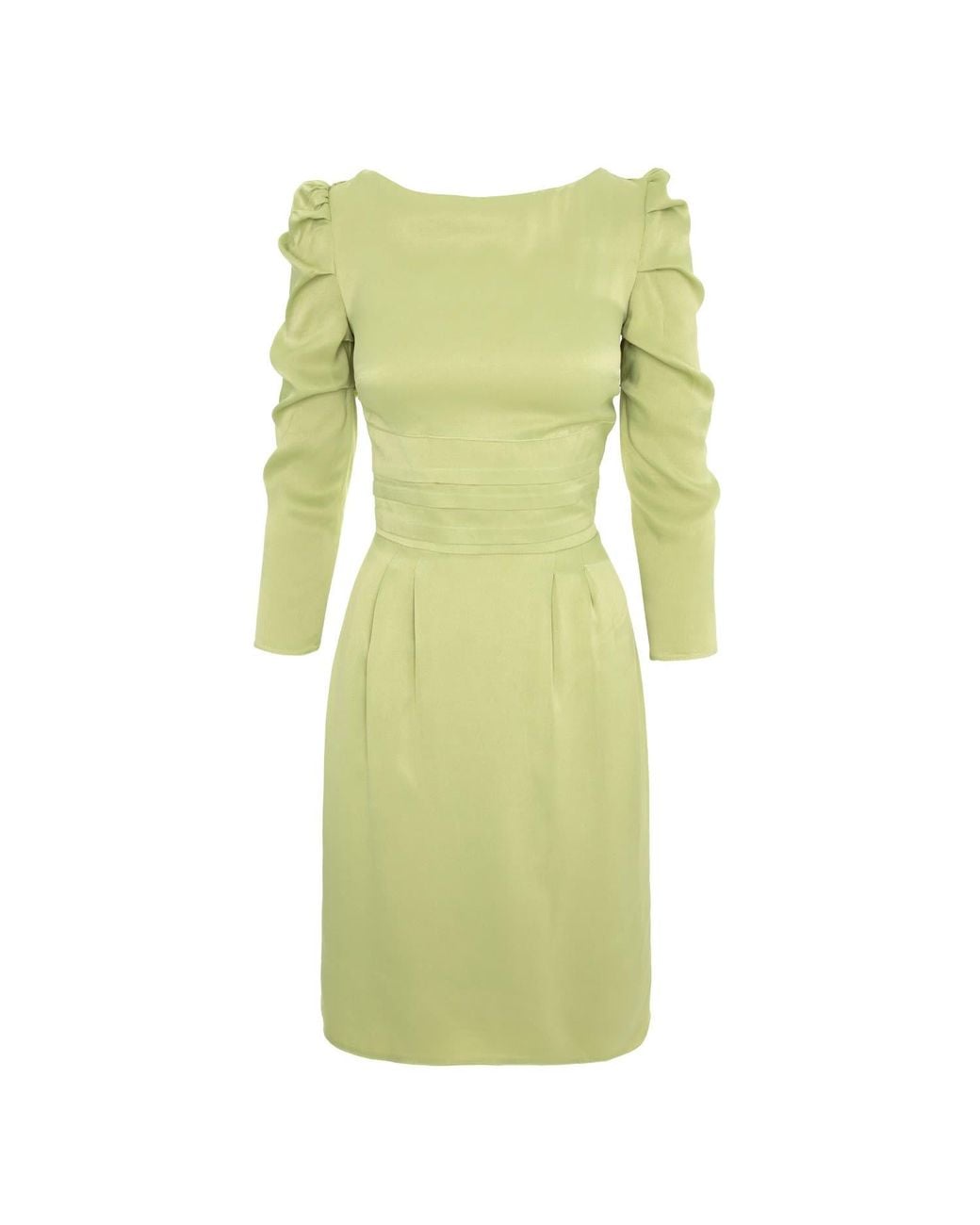 AVENUE No.29 Green Gathered Sleeve Viscose Midi Dress