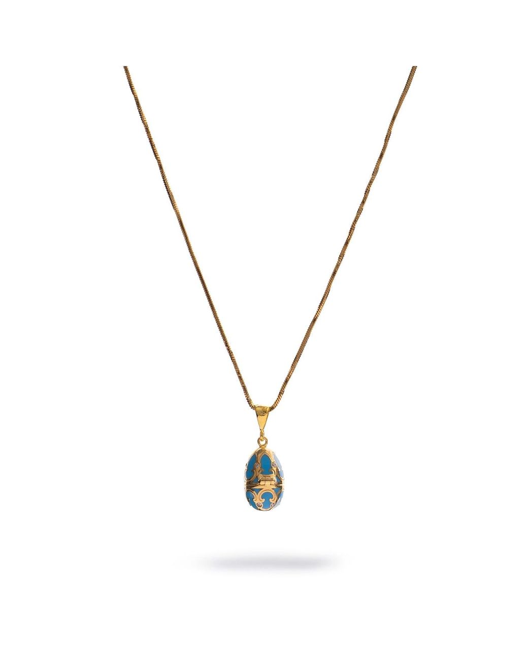 Ebru Jewelry Metallic Lucky Clover Enamel Egg Necklace