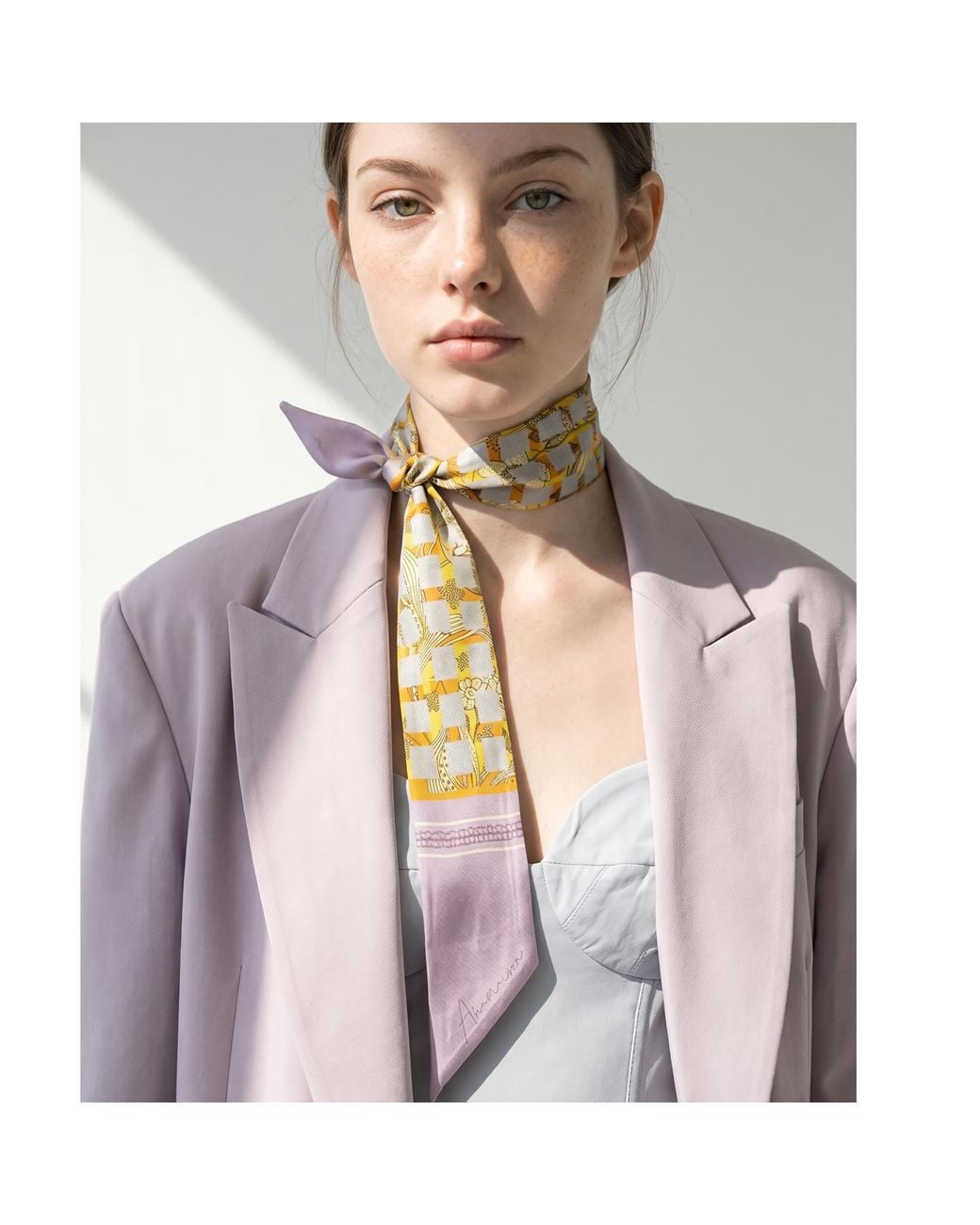 Ana Maison Metallic Floral Weave Silk Twilly Scarf