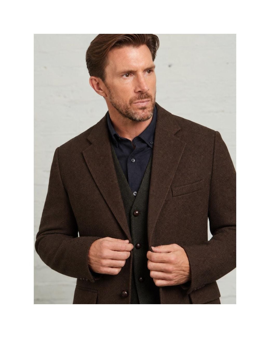 Guards London Brown Lawrence Tweed Heritage Wool Blazer for men