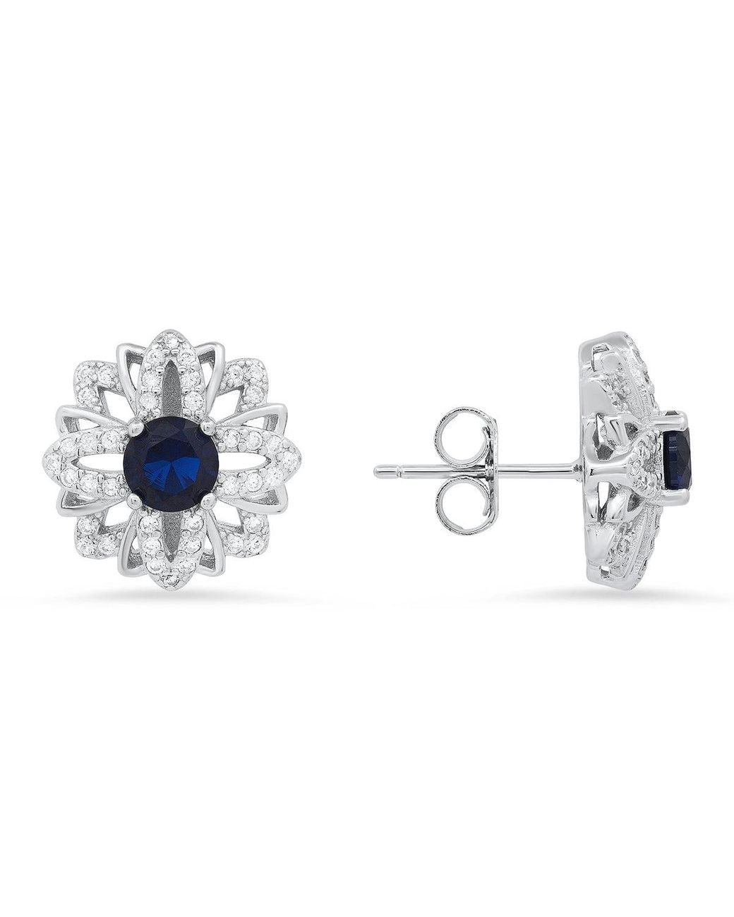 Kylie Harper White Floral Sapphire Stud Earring