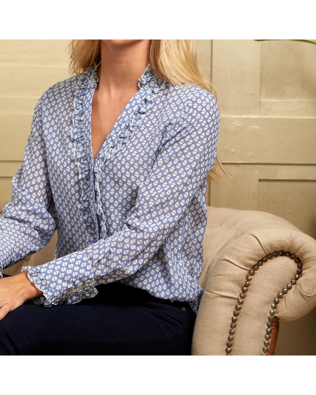 Guinea London Blue Silk Top
