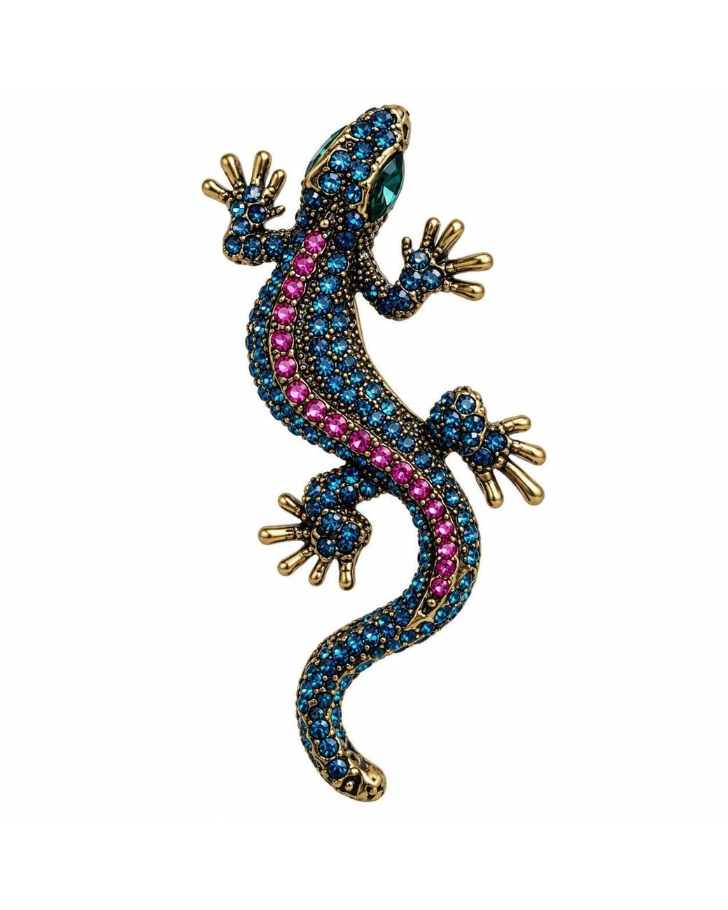 By Ozge Blue Gecko Renewal Emerald Eye Multicolour Crystal Tone Statement Brooch