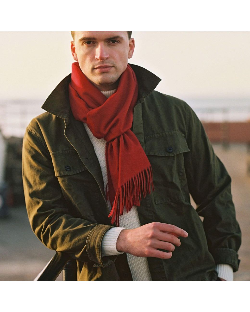 Kinalba Red Oban Old Cashmere Scarf