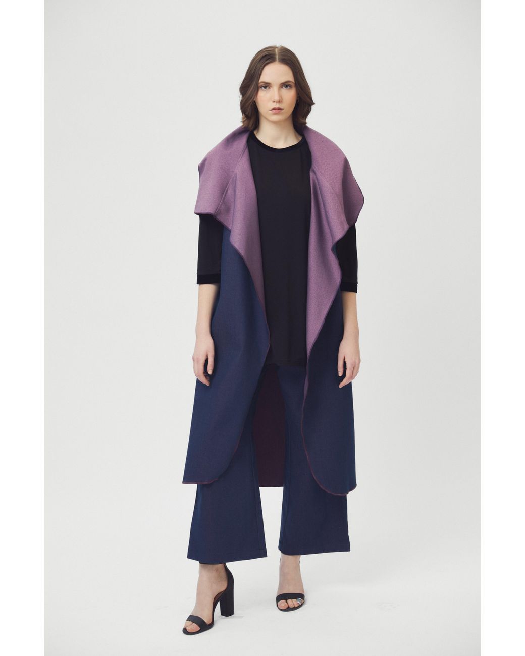 Saniya Khan Blue Deep & Mauve Reversible Denim Duster