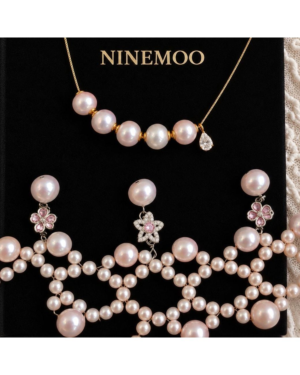 Ninemoo Pink Ballet Rosé Arabesque Pearl Headpiece