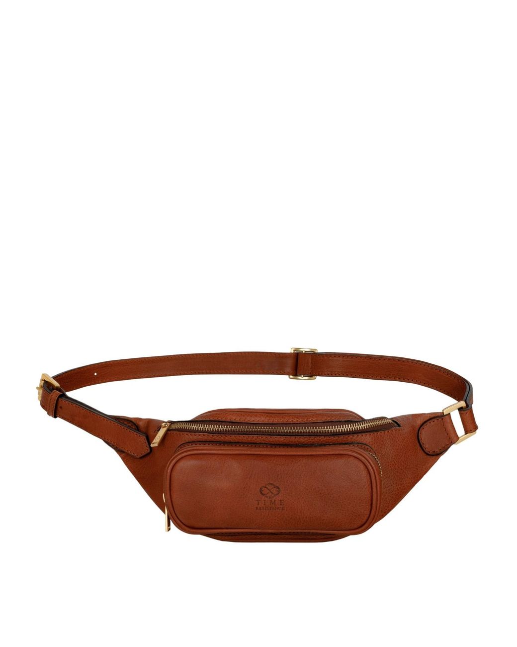 Time Resistance Brown Leather Sling Bag Belly Bag for men