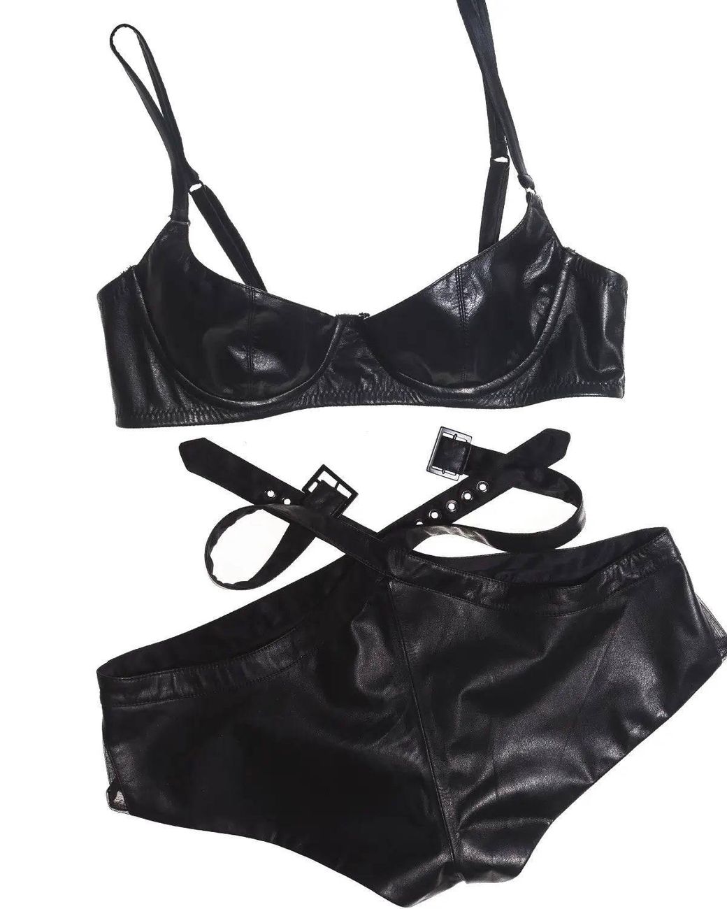 Lunatic Femme Black Studio Leather Half-Cup Bra