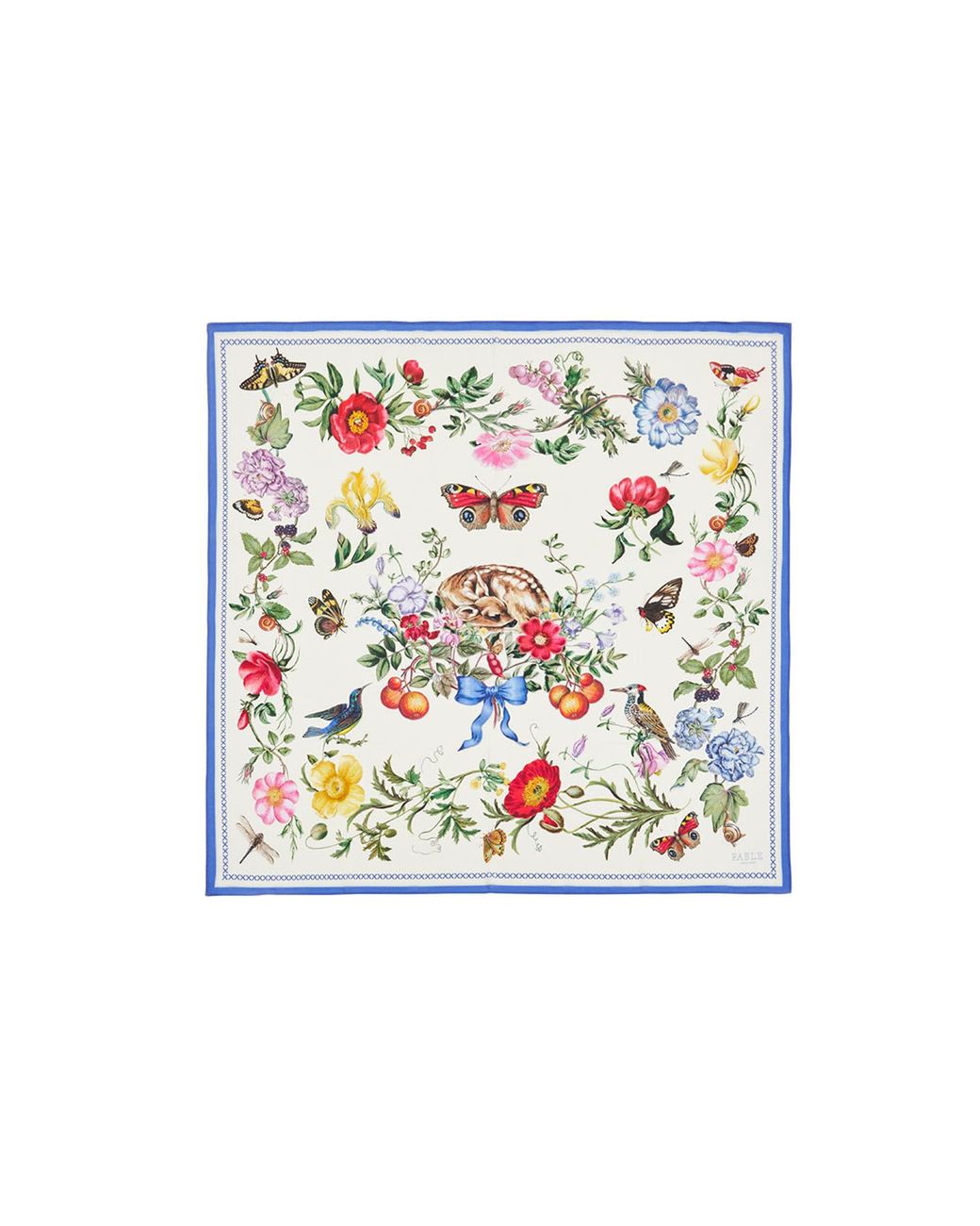 Fable England White Agnes Tales Square Silk Blend Scarf
