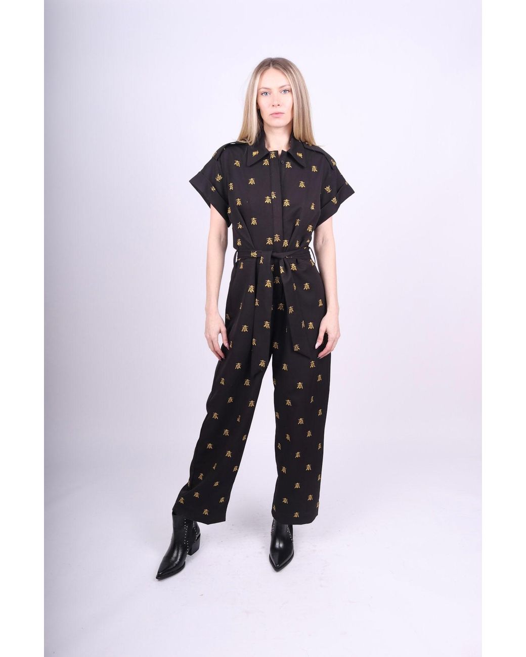 Any Old Iron Black Embroidered Wasp Jumpsuit