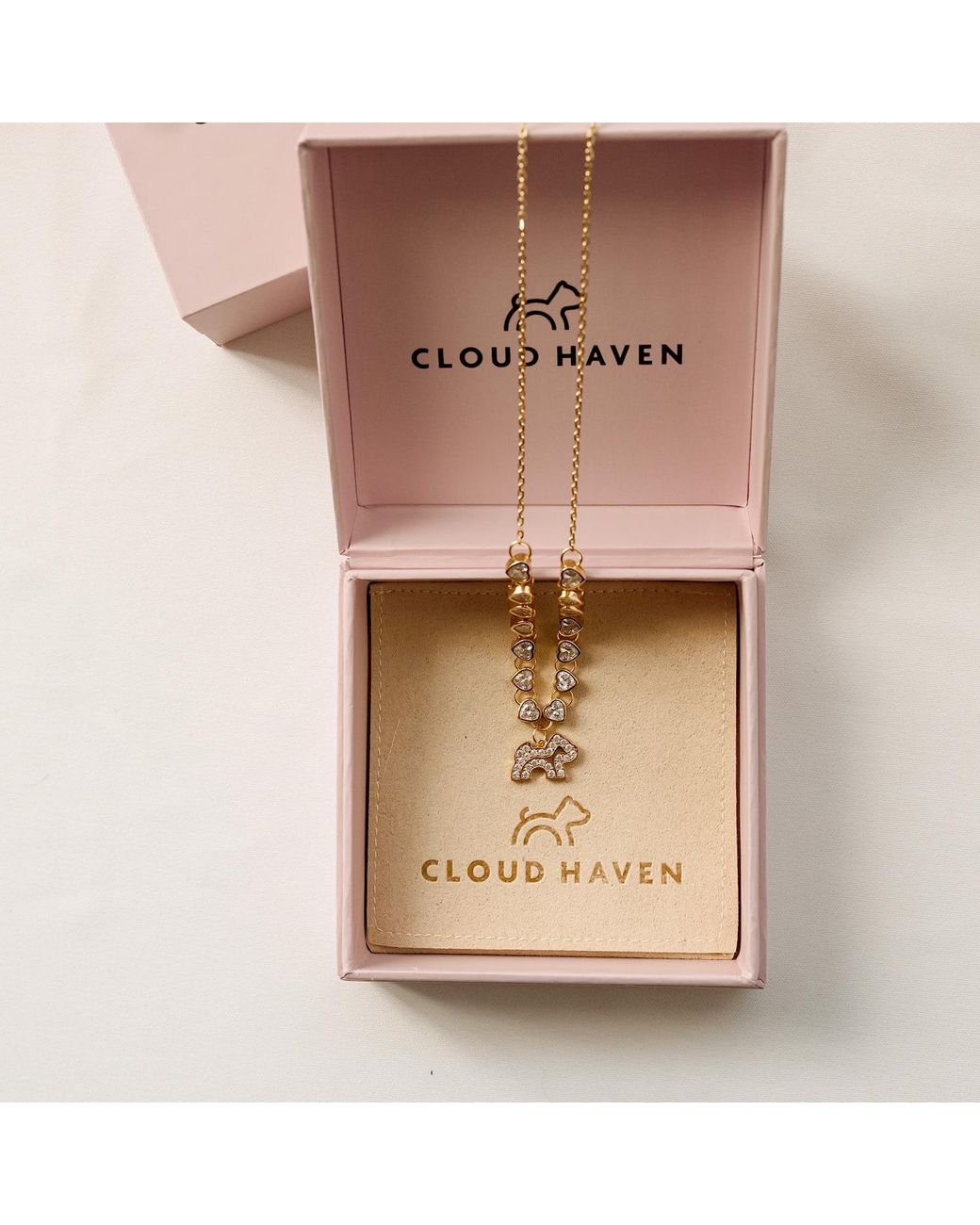 Cloud Haven Metallic Cz Heart Logo Pendant Necklace