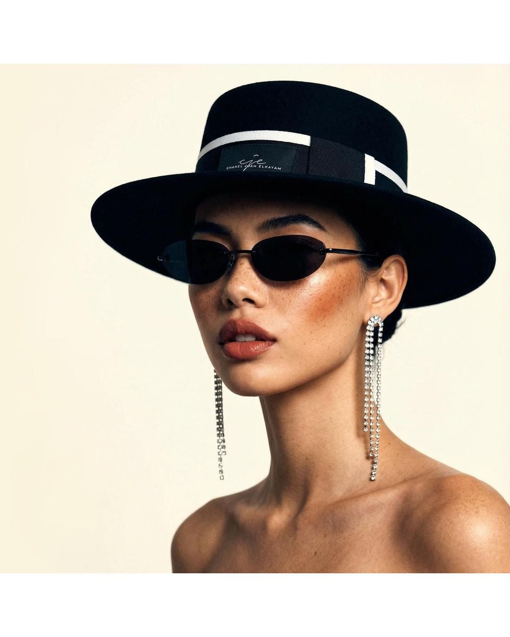 Chanel Joan Elkayam Black Handmade & Wool Wide Brim Boater Hat