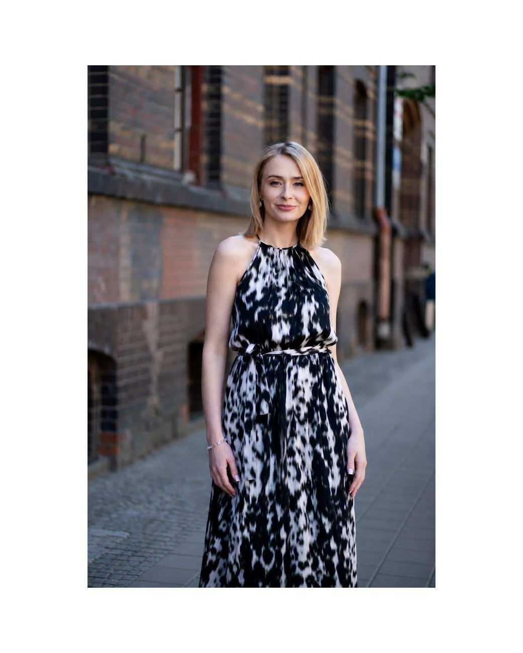 Oh!Zuza Black Neutrals Echo Satin Viscose Rayon Maxi Dress With Belt