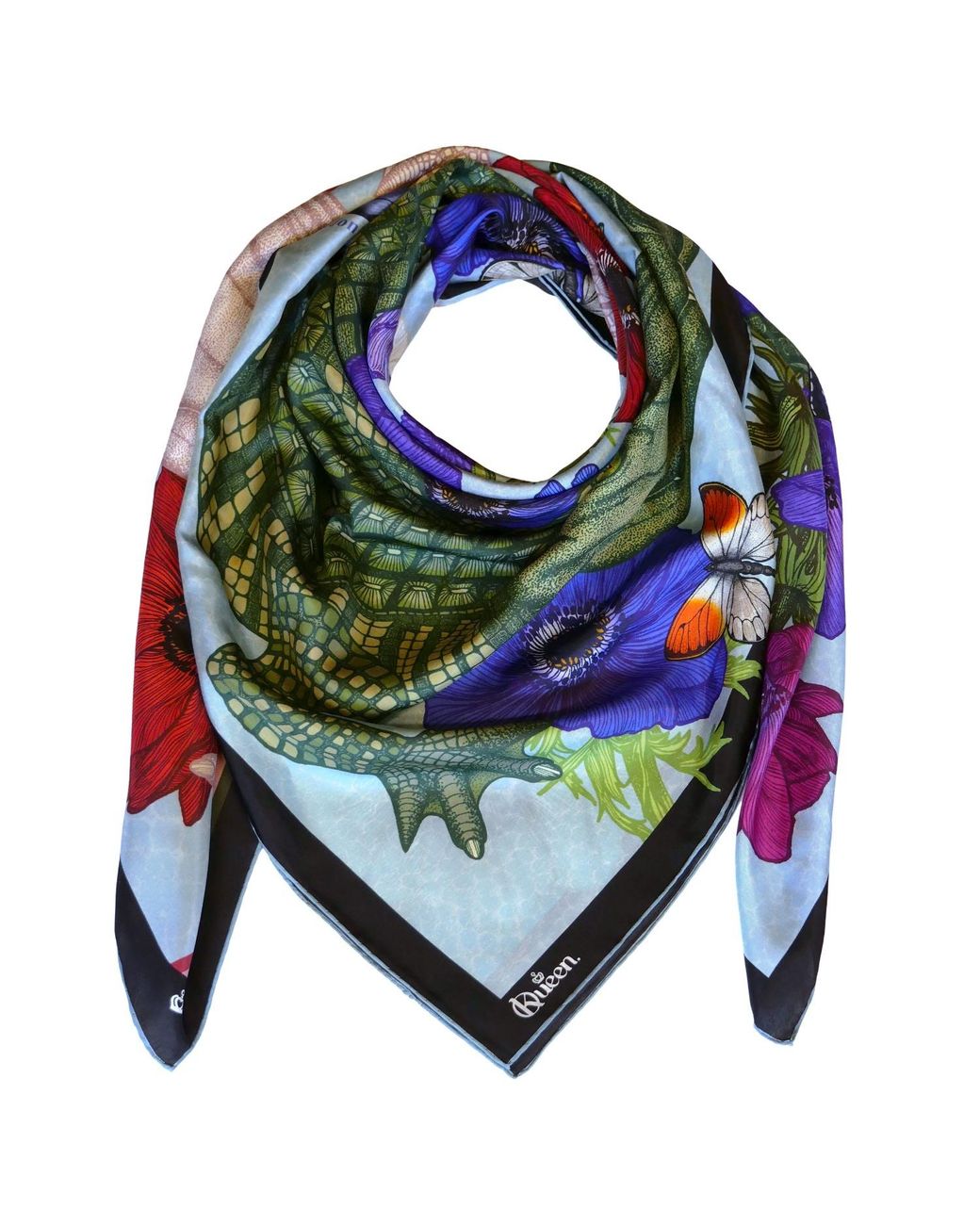Kueen Blue Silk Scarf