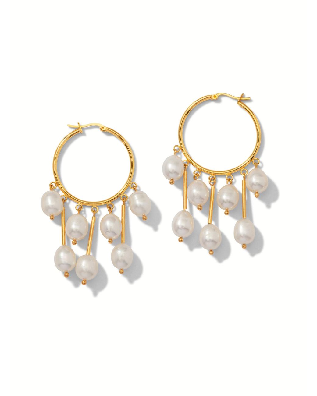Jaredjamin White Daniela Dangle Hoop Pearl Earrings