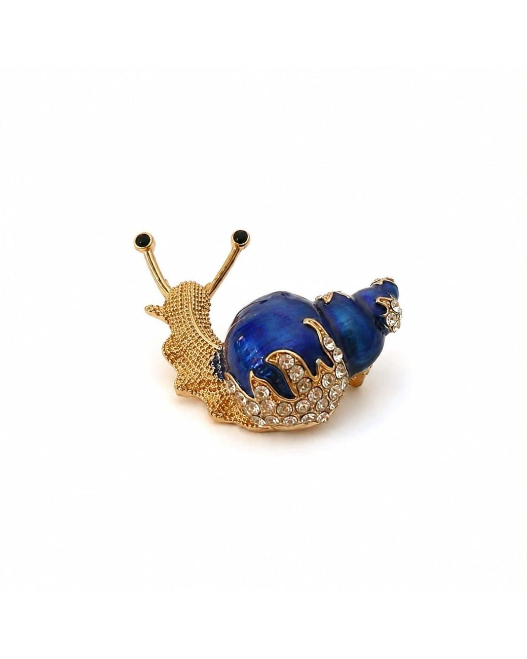By Ozge Blue Rose Moonlit Journey Enamel & Zirconia Rose-Tone Snail Brooch