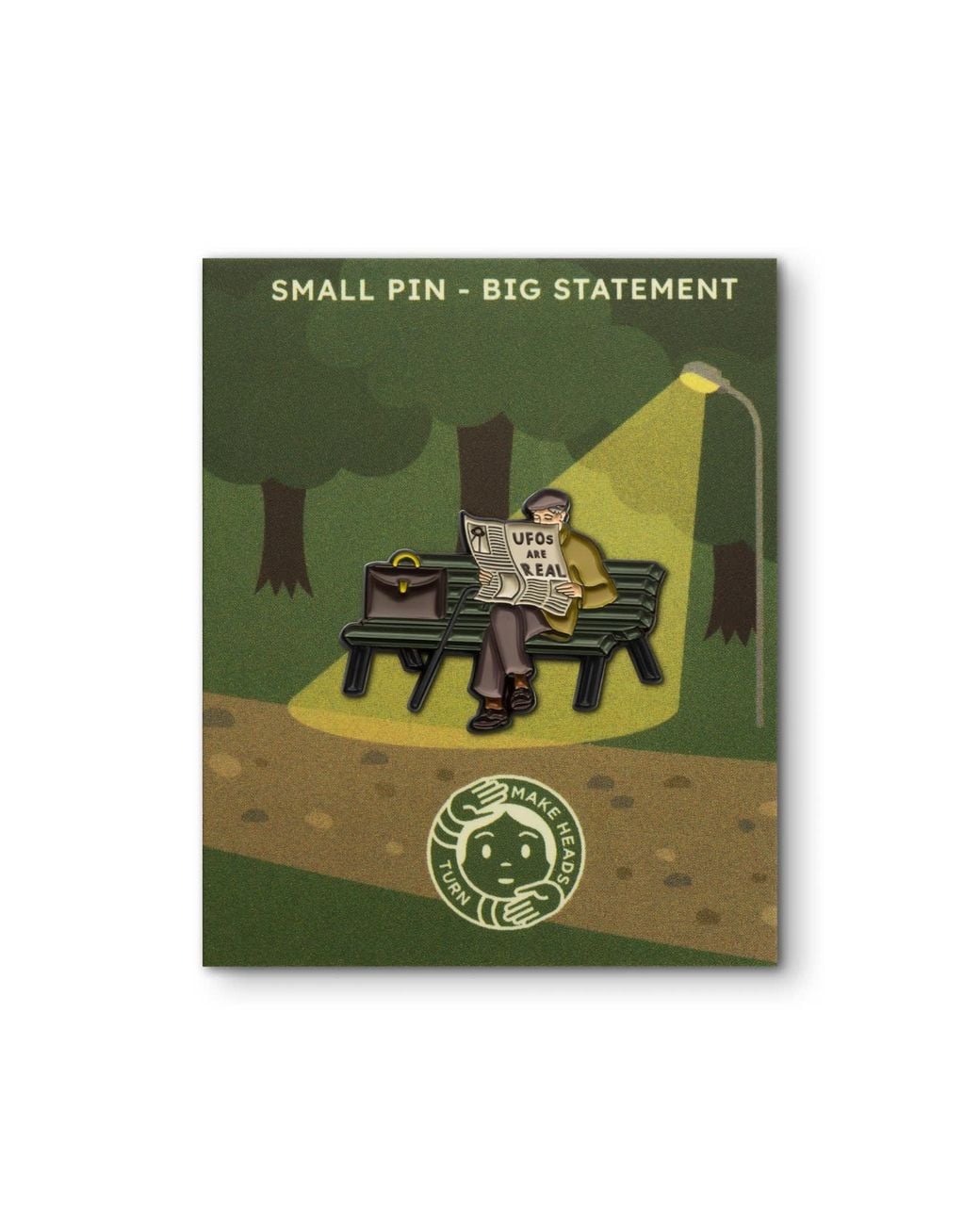 Make Heads Turn Green Enamel Pin Grandpa: Ufos Are Real