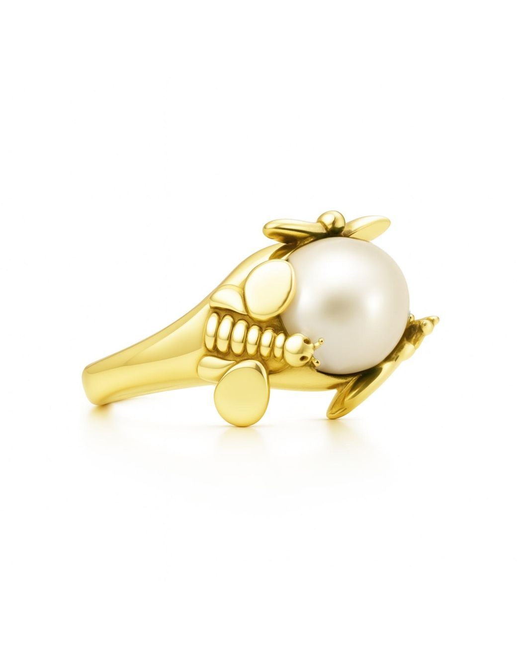 Unaloe Yellow Plated Natural Pearl Statement Ring – Luxury Handmade Gemstone Jewelry For Elegant