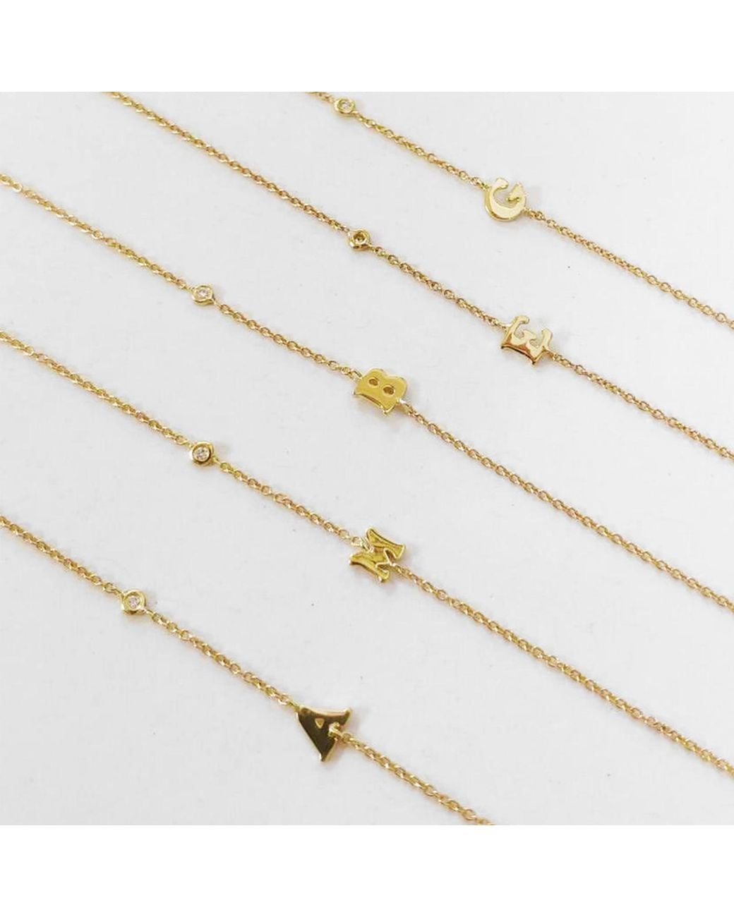 Genevieve Collection Metallic 18K Initial Diamond Bracelet