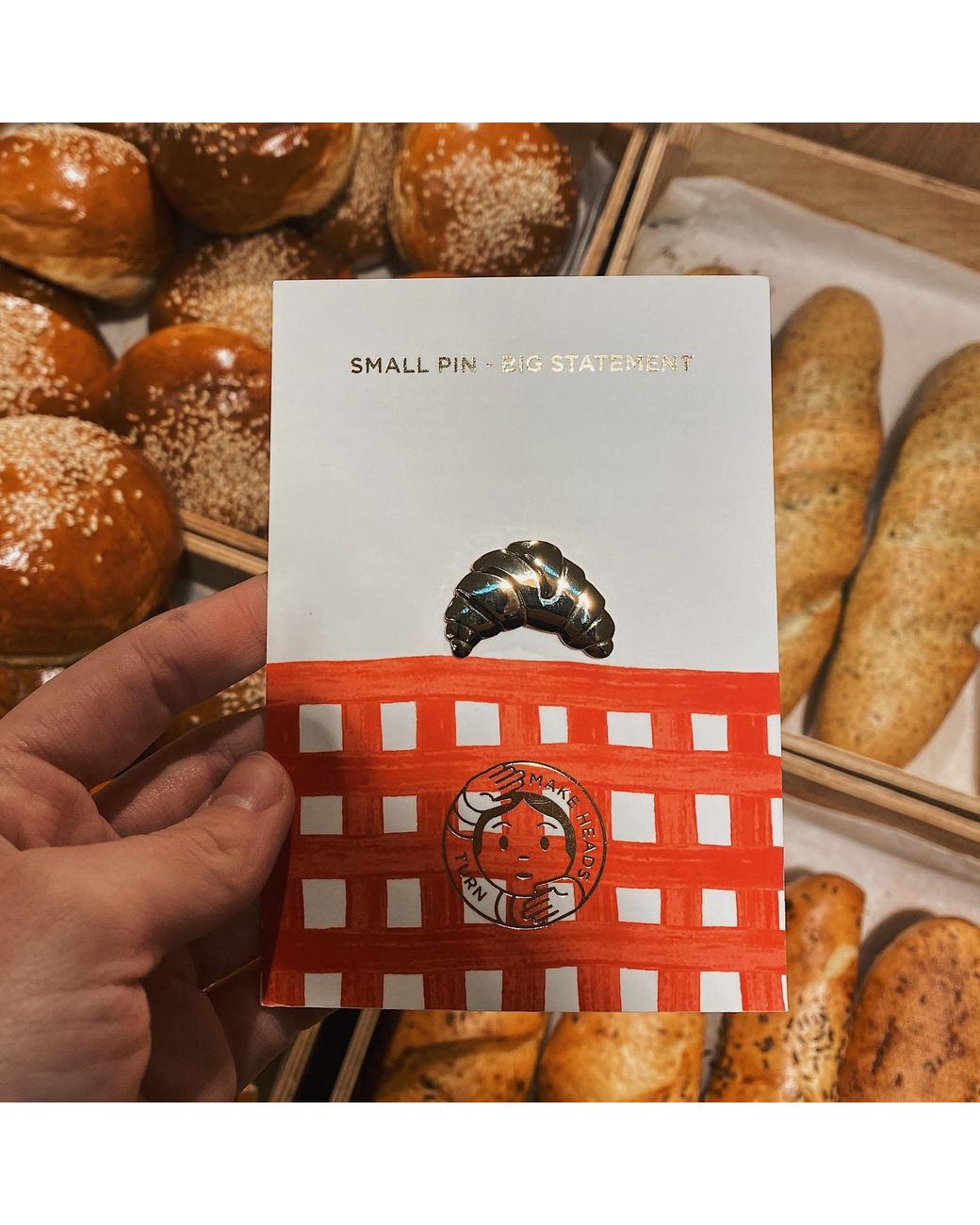 Make Heads Turn Natural Golden Metal Pin Croissant