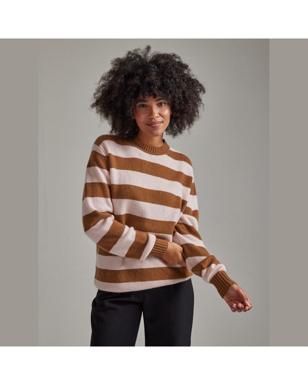 Salts Cashmere Brown Lofty Knit Crew Neck Sweater