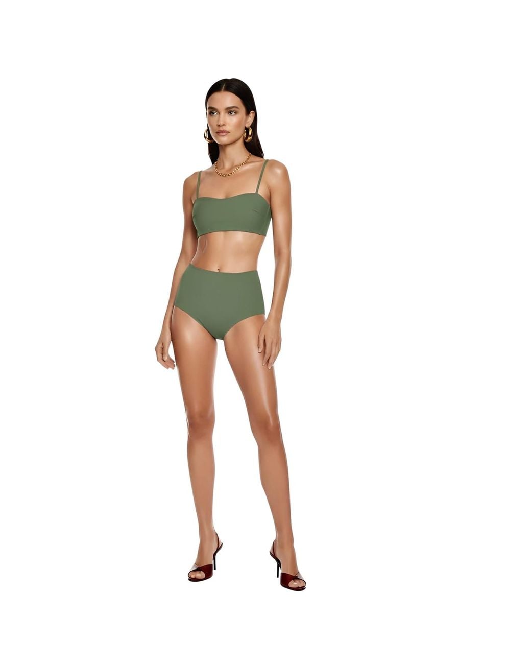Rive & Rituel Green Harlow High Waisted Bikini Set