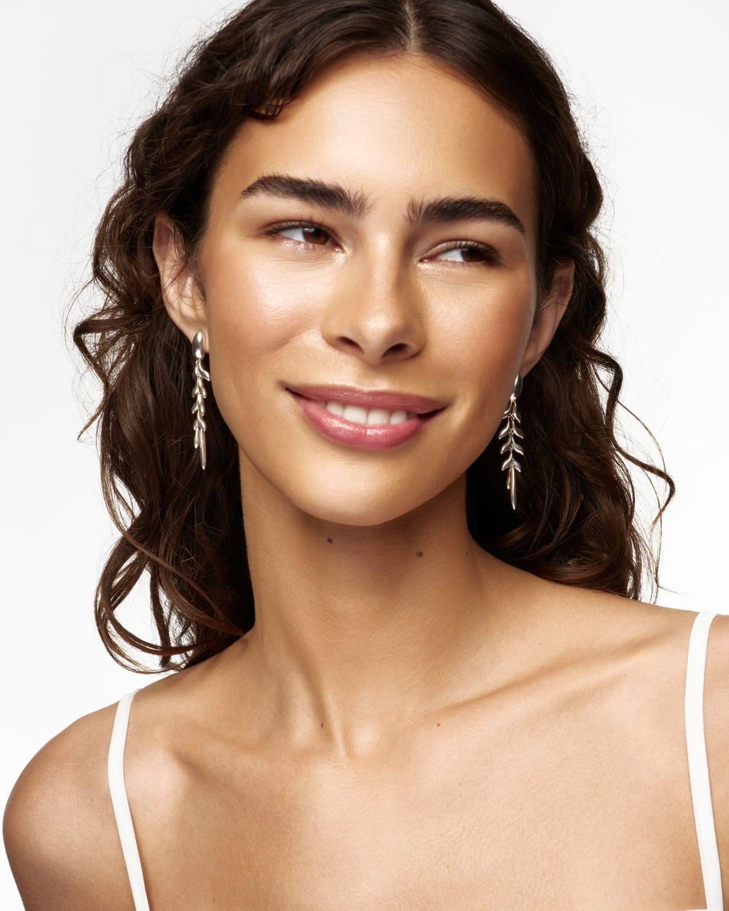 Stone Fruit White Fishbone Earrings