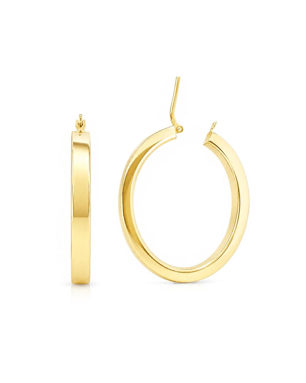 Unaloe Metallic Polished Plated Chunky Hoop Earrings