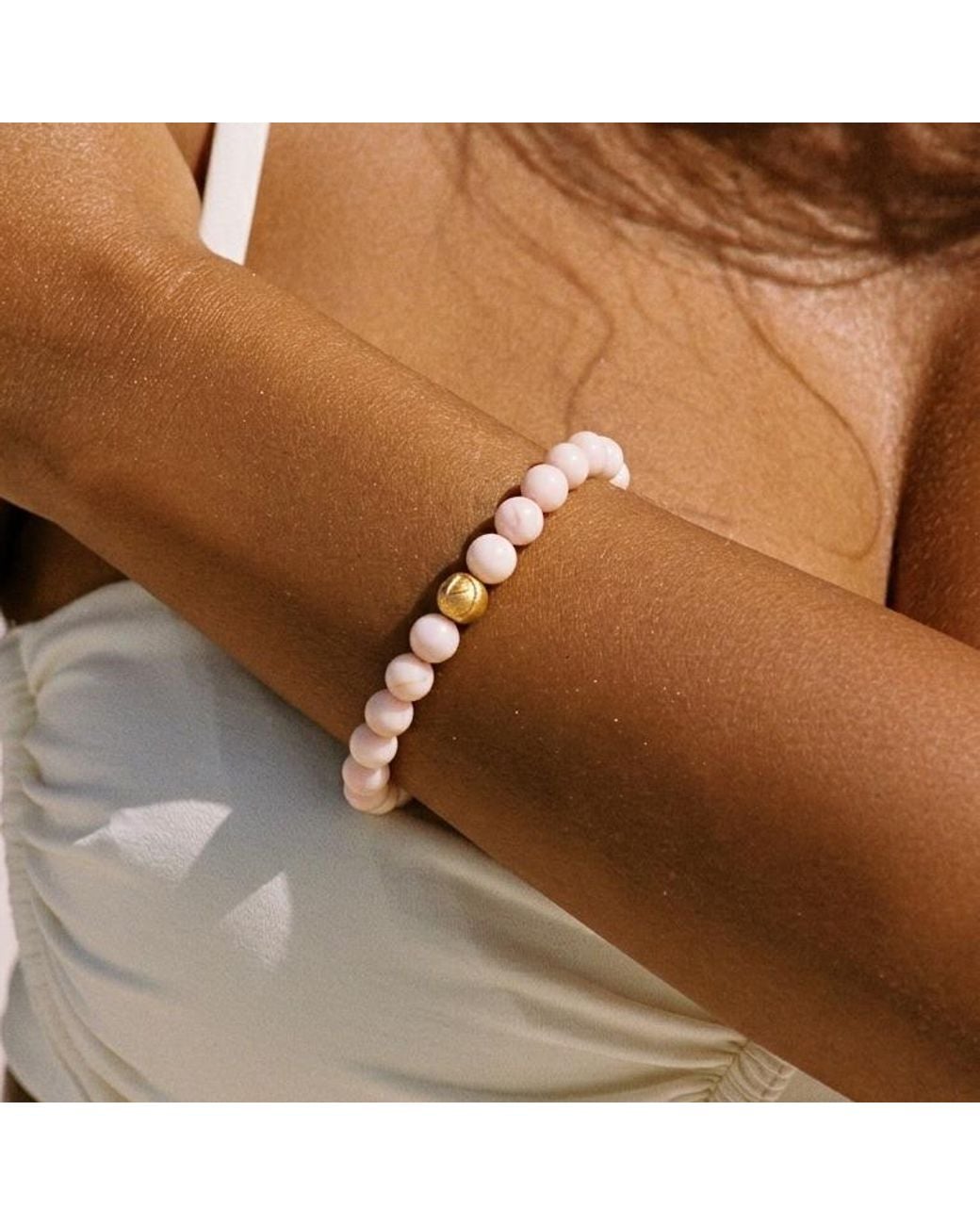 With Love Darling Pink Infinity Opal Bead Bracelet
