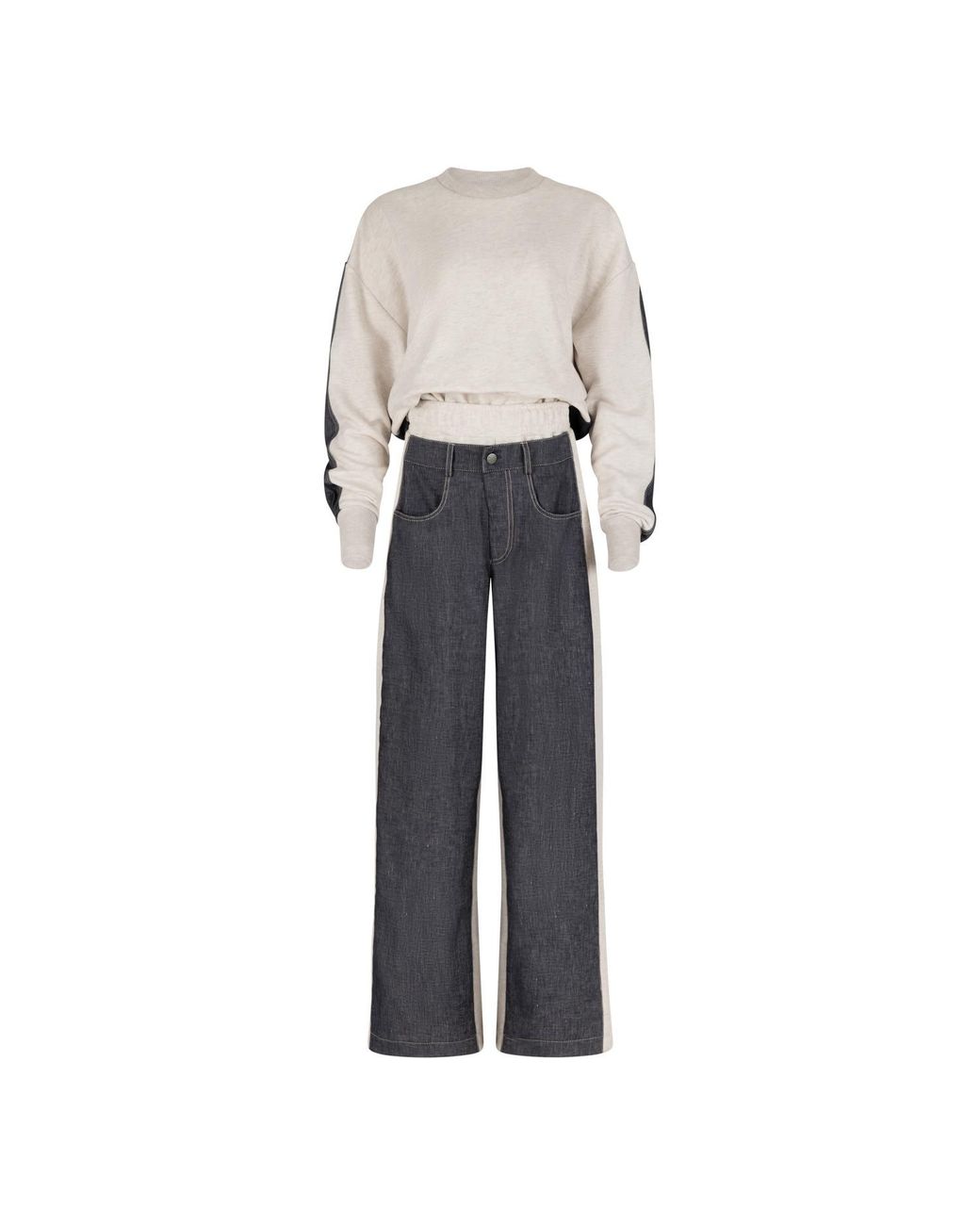 Clothes by Locker Room White Color-Block Two-Piece Co-Ord Set