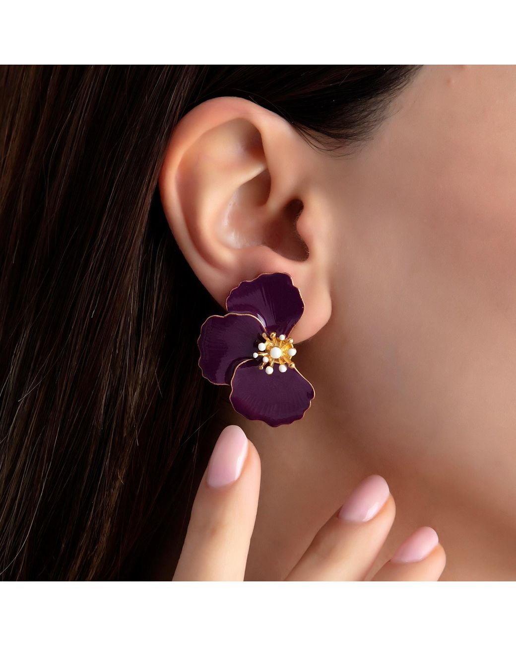 Milou Jewelry Purple Poppy Flower Earrings