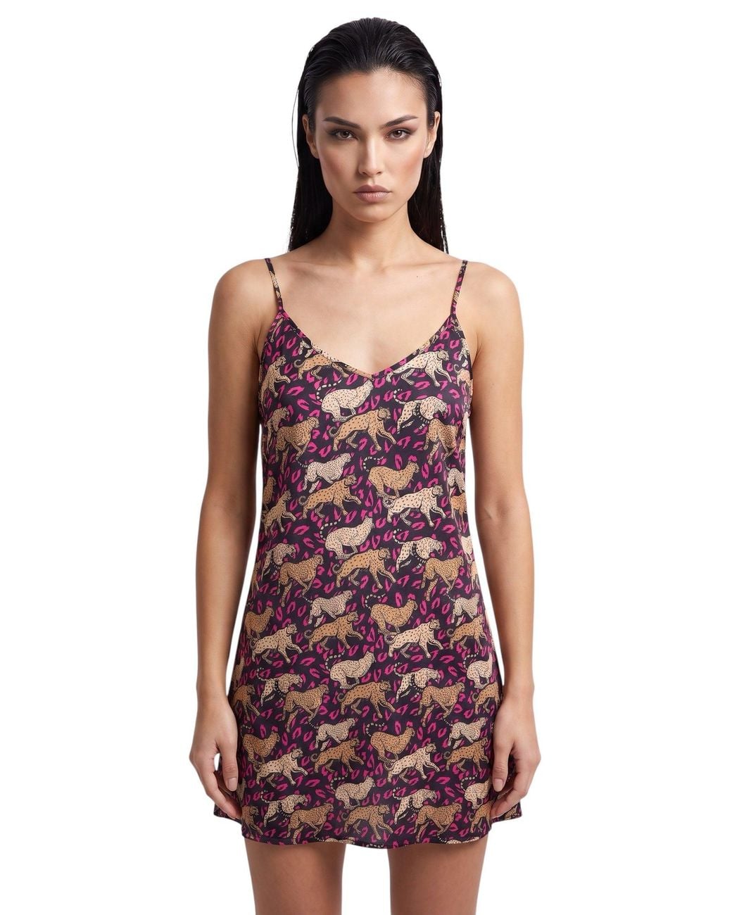 Any Old Iron Purple Wild Cheetah Short Dress