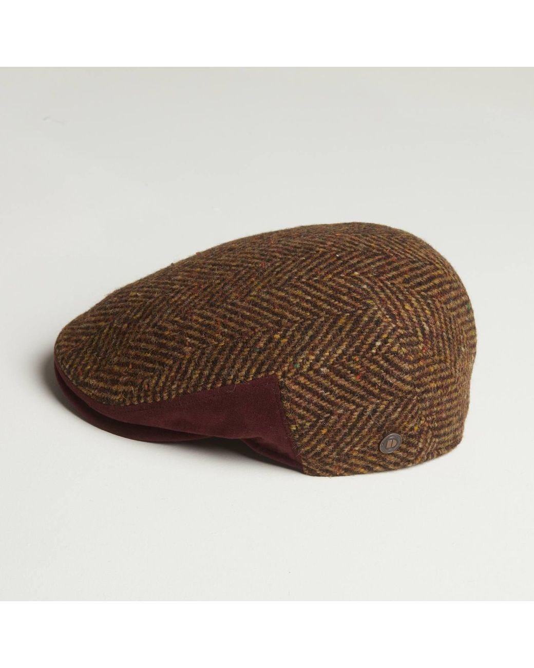 Dasmarca Hats Brown Drake Tweed Herringbone Italian Virgin Wool Cap For for men