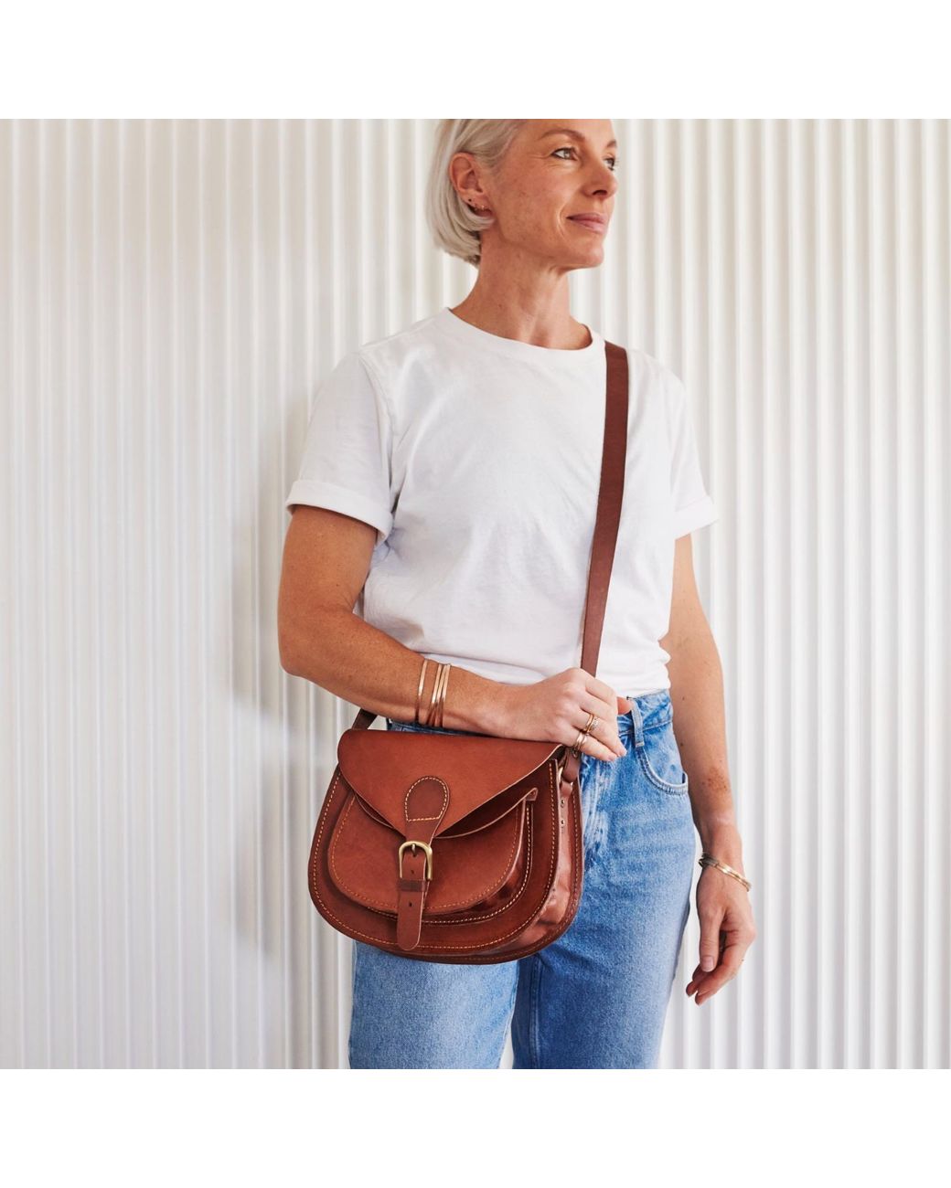 VIDA VIDA Brown Handmade Vintage Leather Saddle Bag