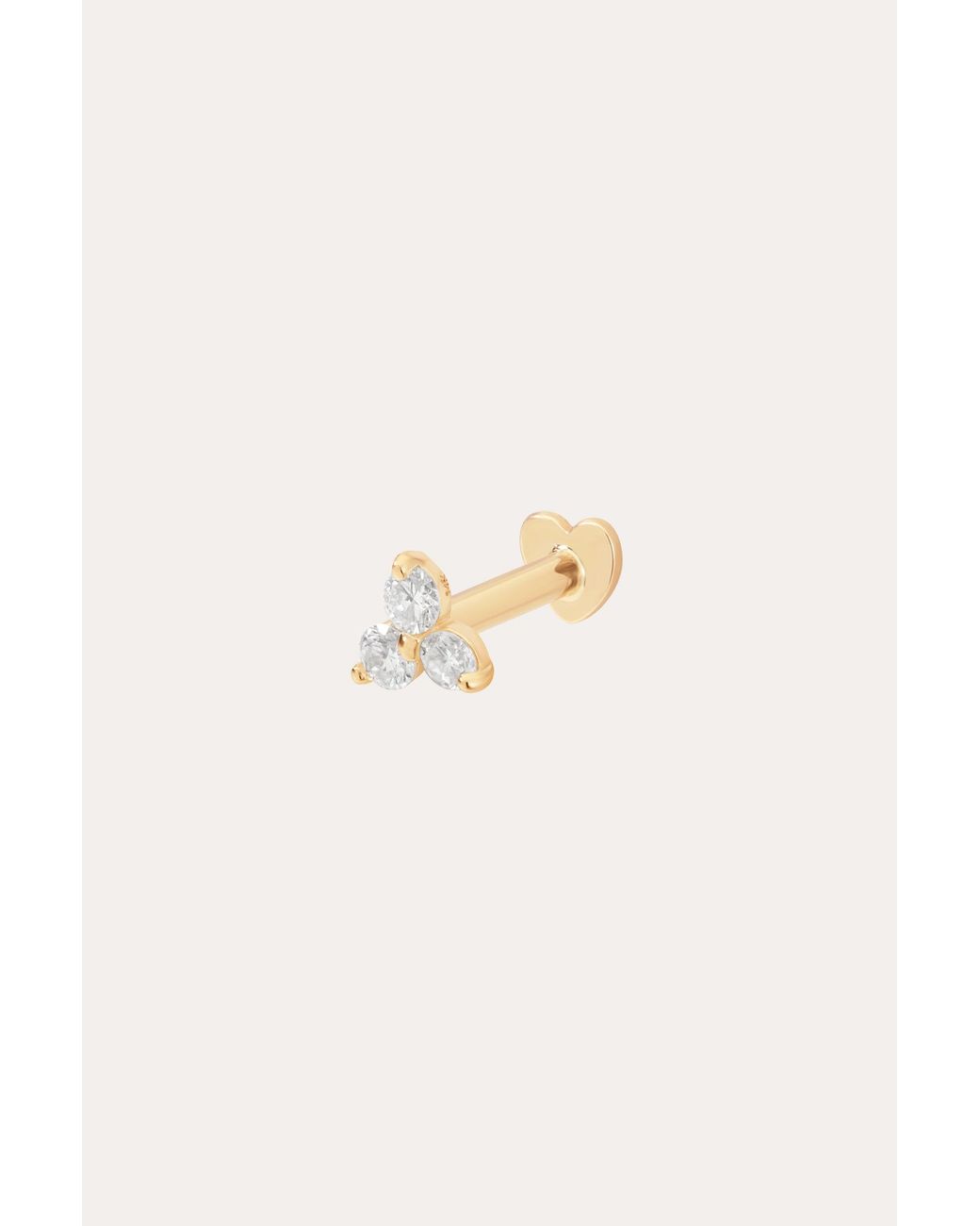 Vanhi Metallic 14K Solid Lab-Grown Diamond Trinity Flat Back Stud