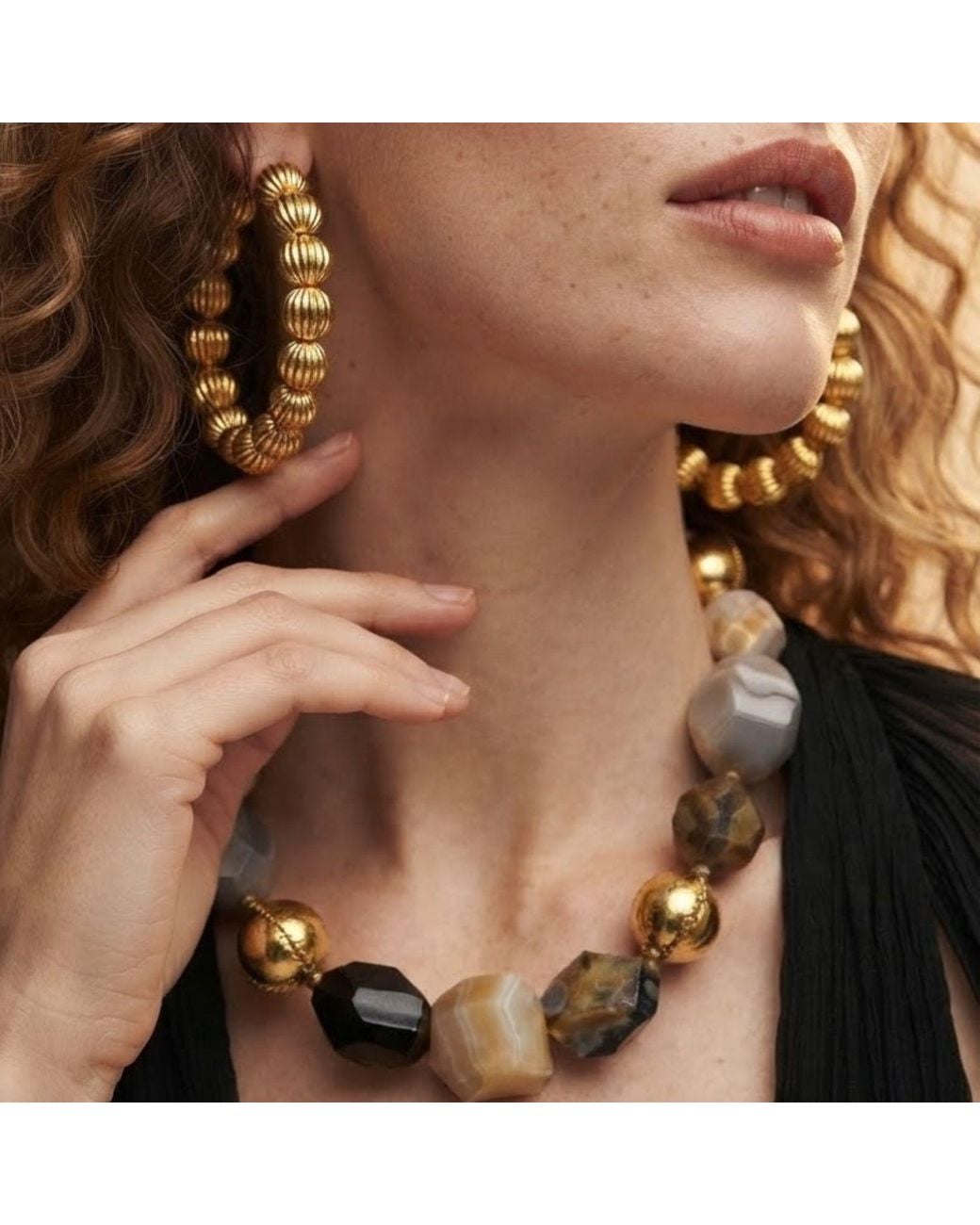 Jaredjamin Metallic Isolde Agate Necklace