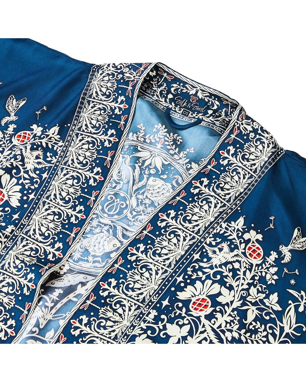 Silk&Soul Blue Tree Of Life Silk Robe