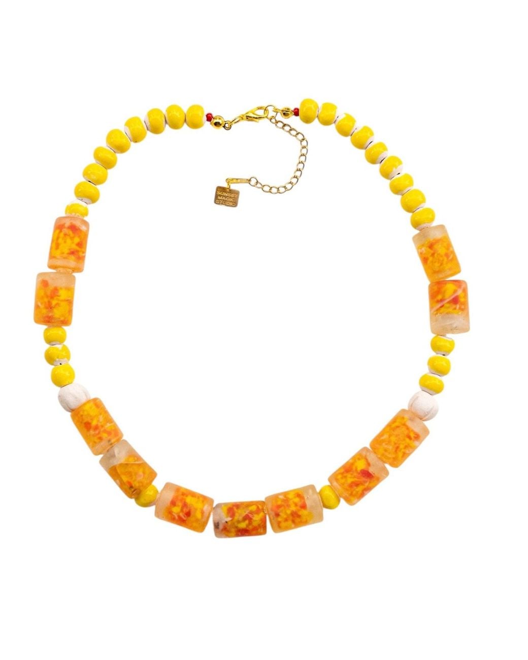 Sunset Magic Studio Metallic African Glass Ceramic Necklace