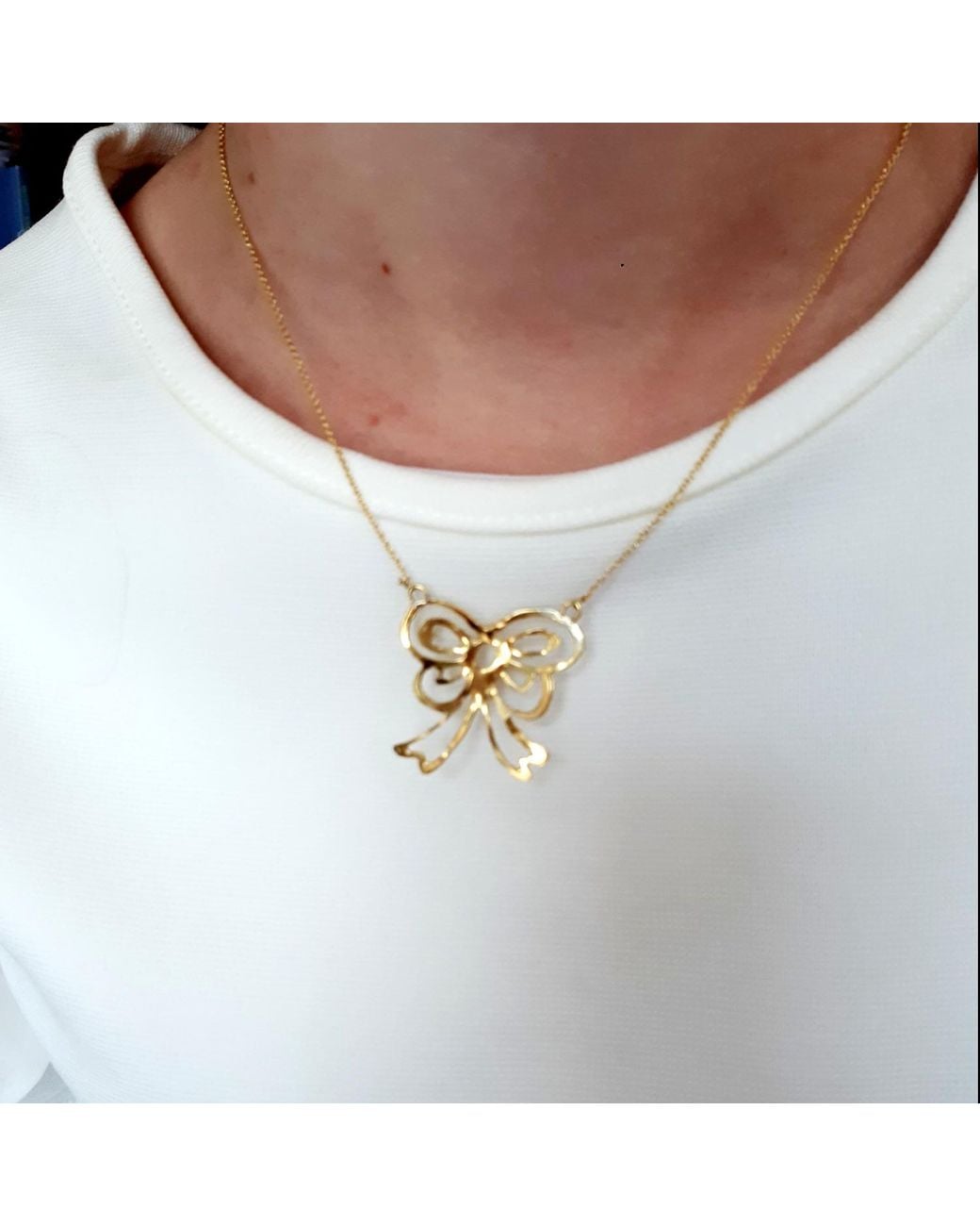 Lily Flo Jewellery Metallic Large Bow Necklace