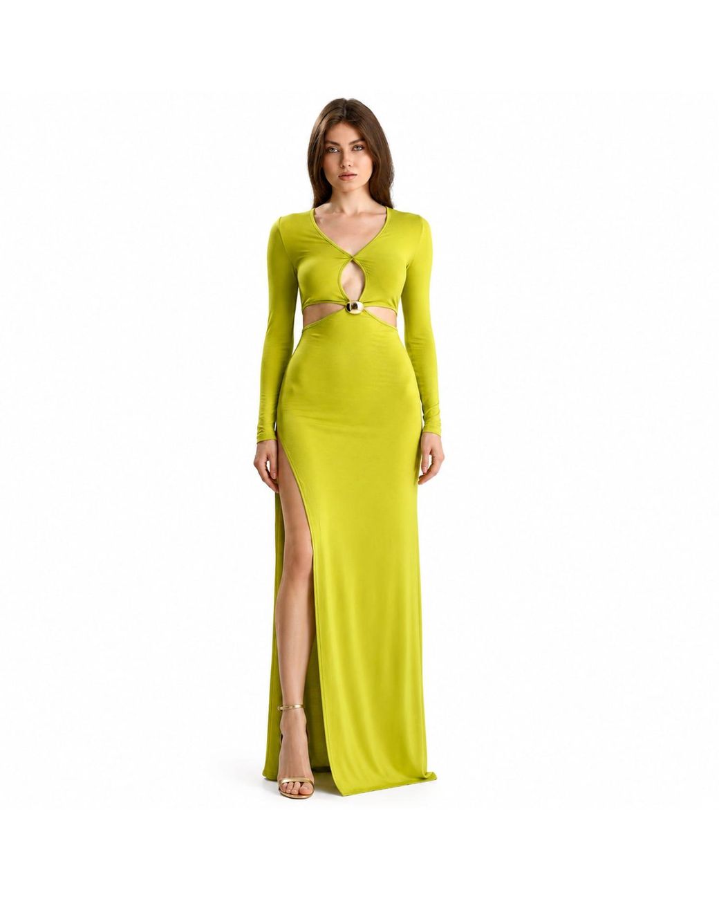 Maison De Gala Yellow Celeste Lime Maxi Dress
