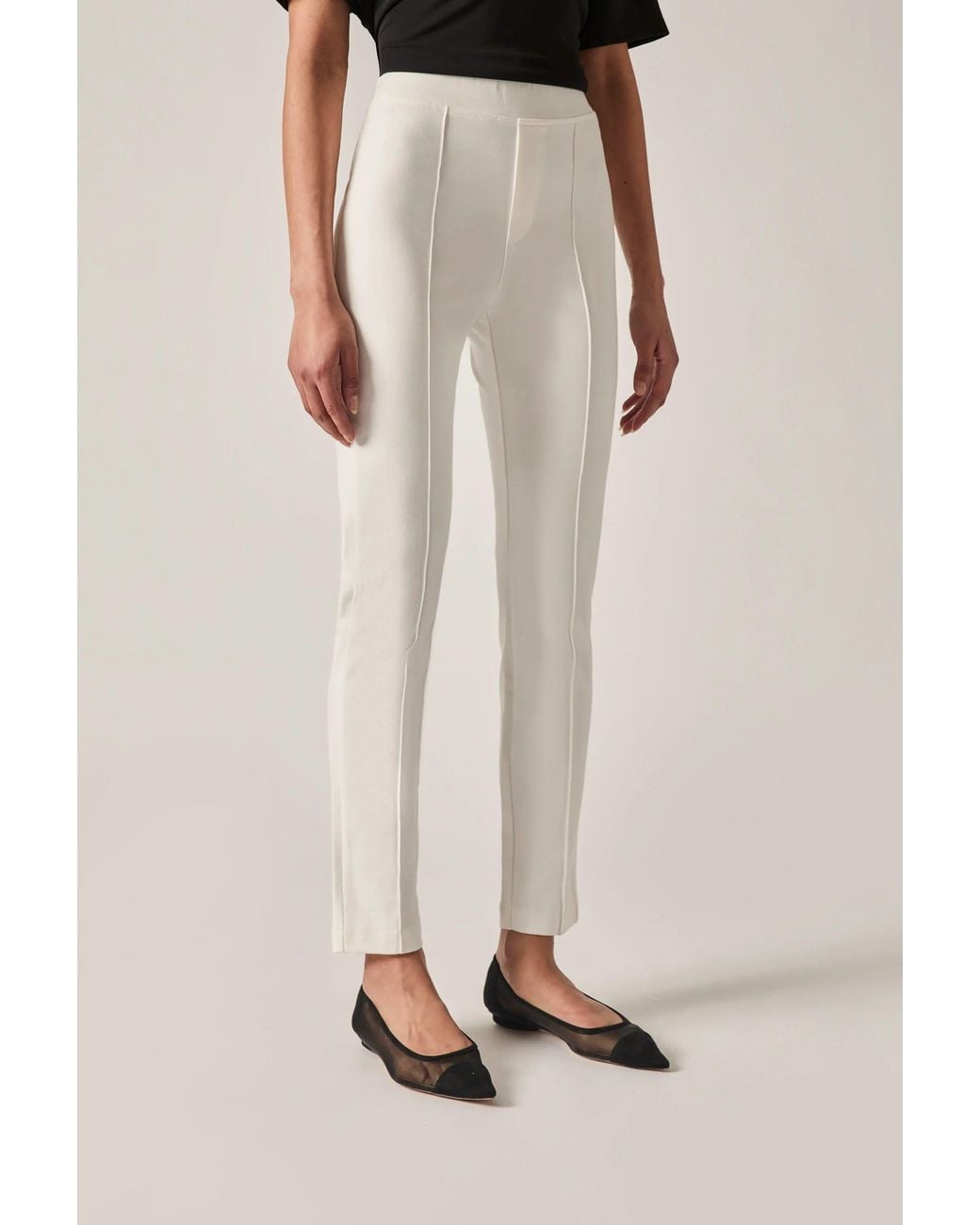 James Lakeland Gray Cigarette Trousers Cream