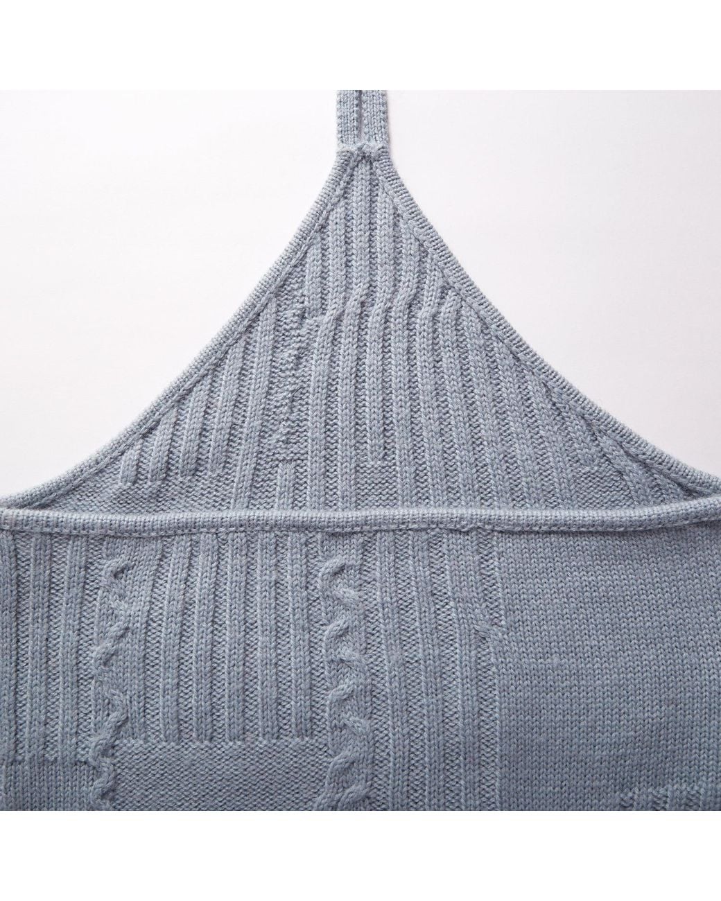 Fully Fashioning Blue Freya Cable Wool Knit Halter Top