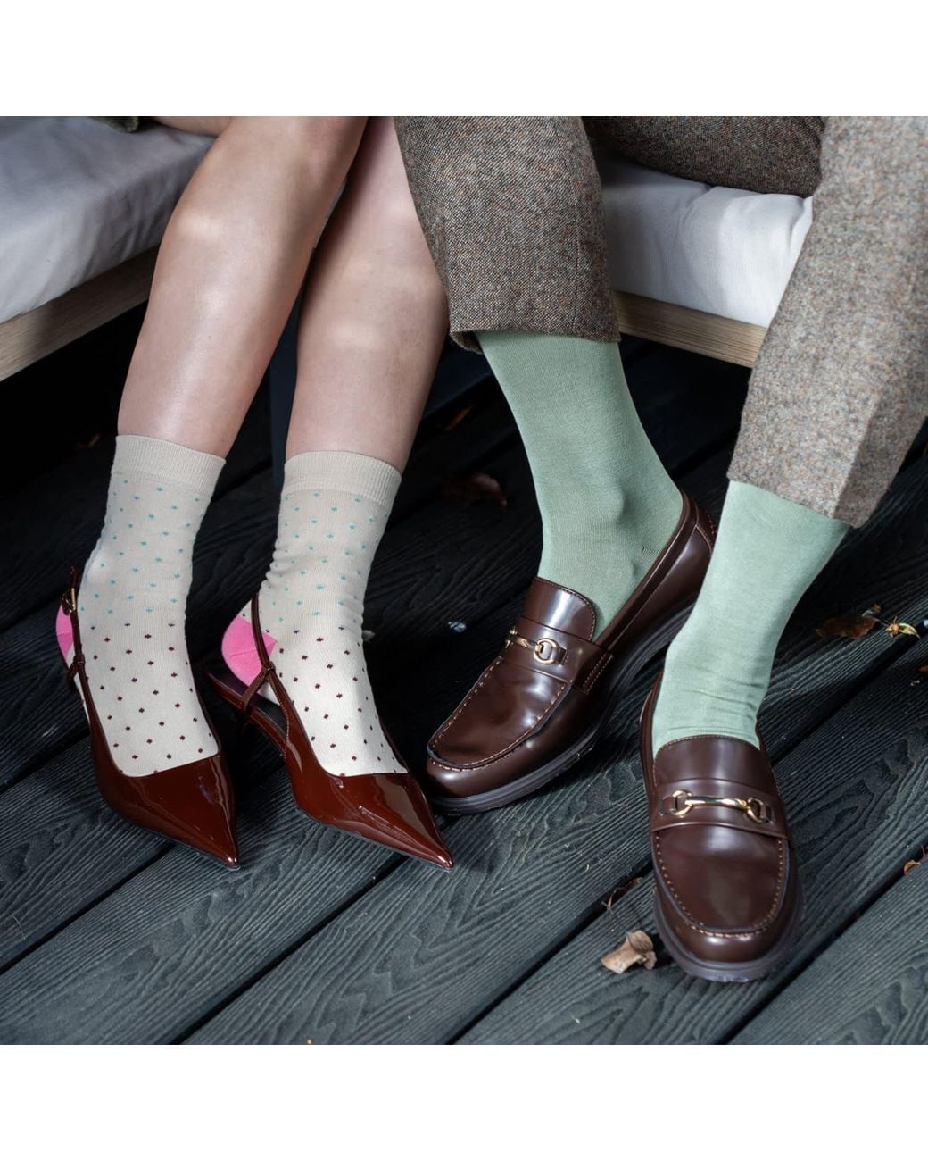 Peper Harow - Made in England Gray Neutrals Pin Dot Socks