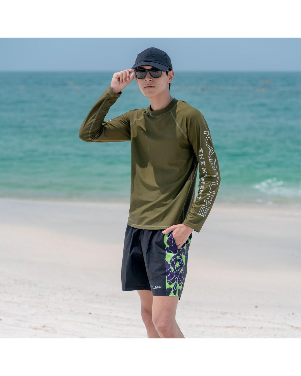 Kapture Green Dayglow Comfyfit Recycled Rashguard for men
