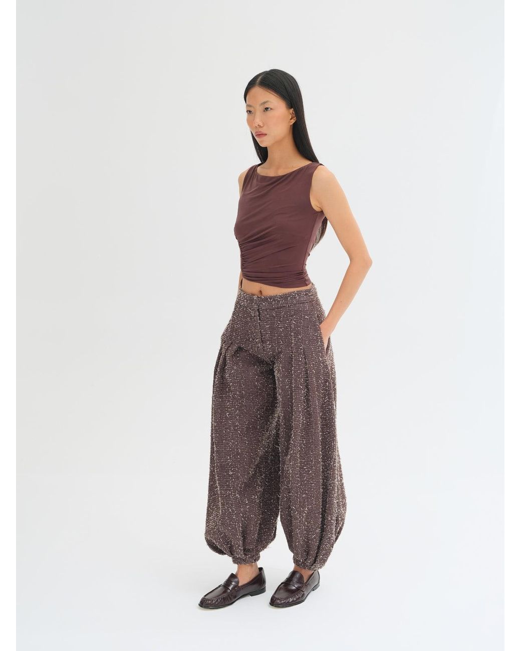 Sélone Brown Nara Textured Denim Trousers